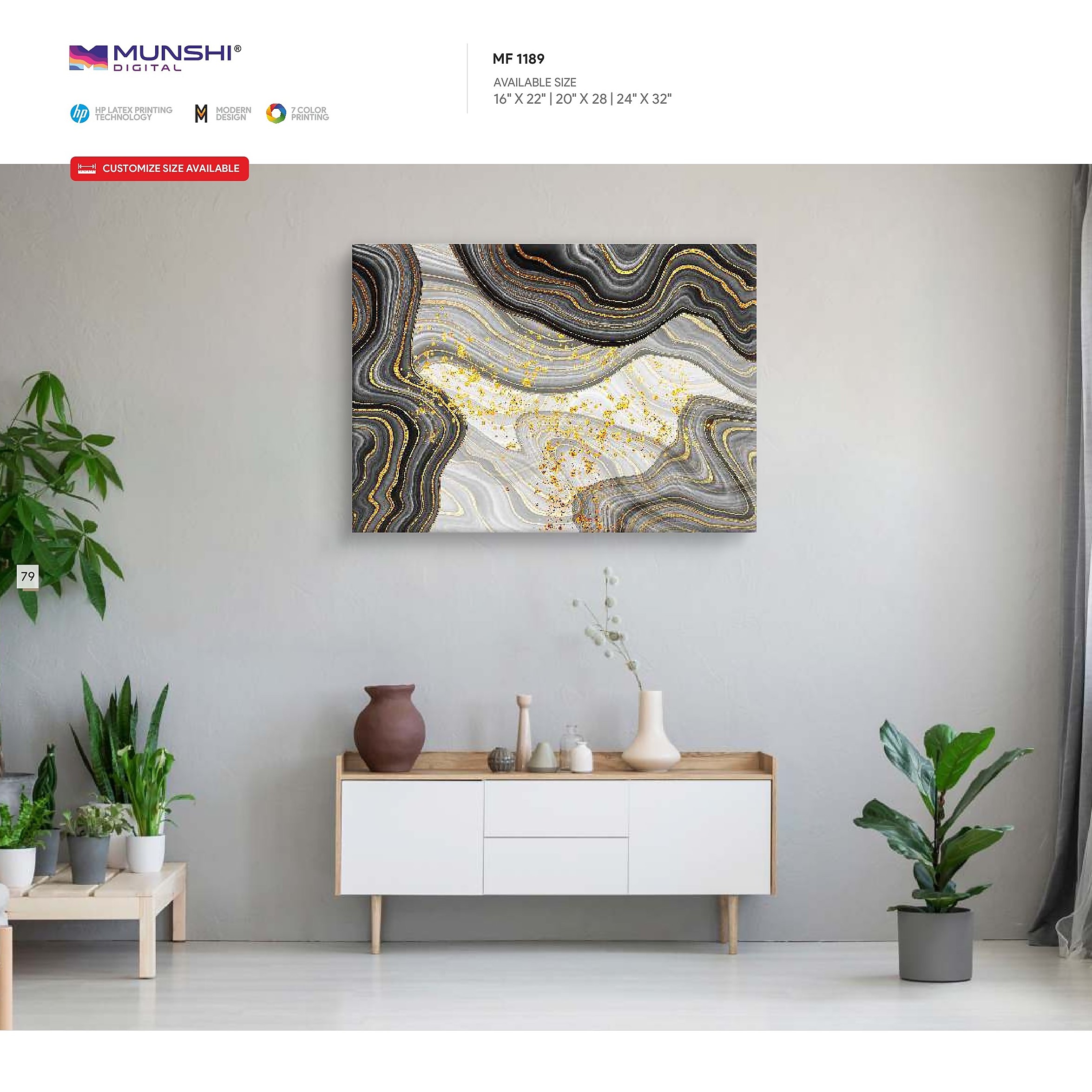 Gold Foil Wall Art Canvas Frames